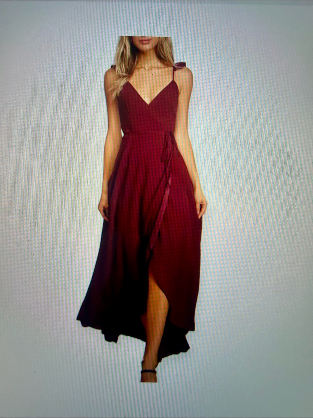 Lulu's Wine-Red High-Low Wrap Dress